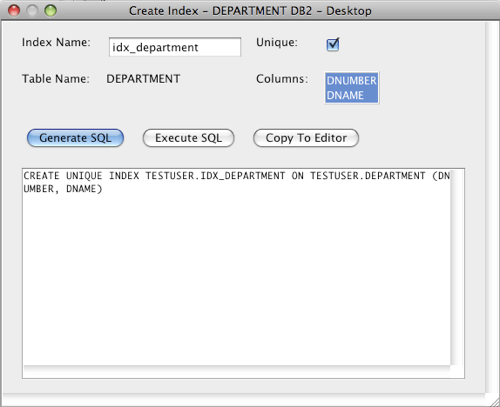 DB2 Create Index