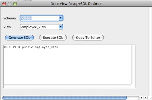 PostgreSQL Drop View