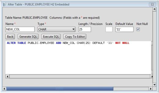 HSQLDB Add Column