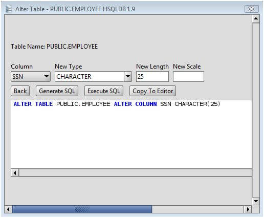 HSQLDB Change Column Type