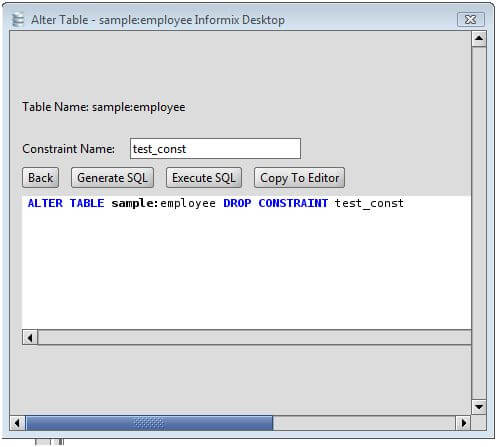 Informix Drop Constraint