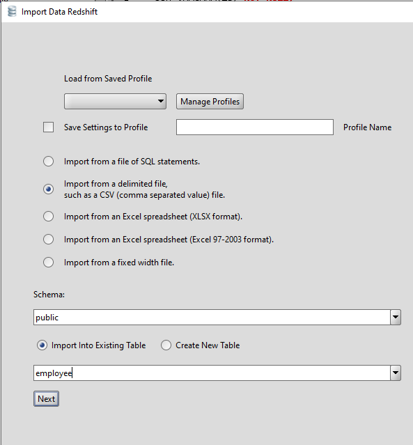 Redshift Import Tool