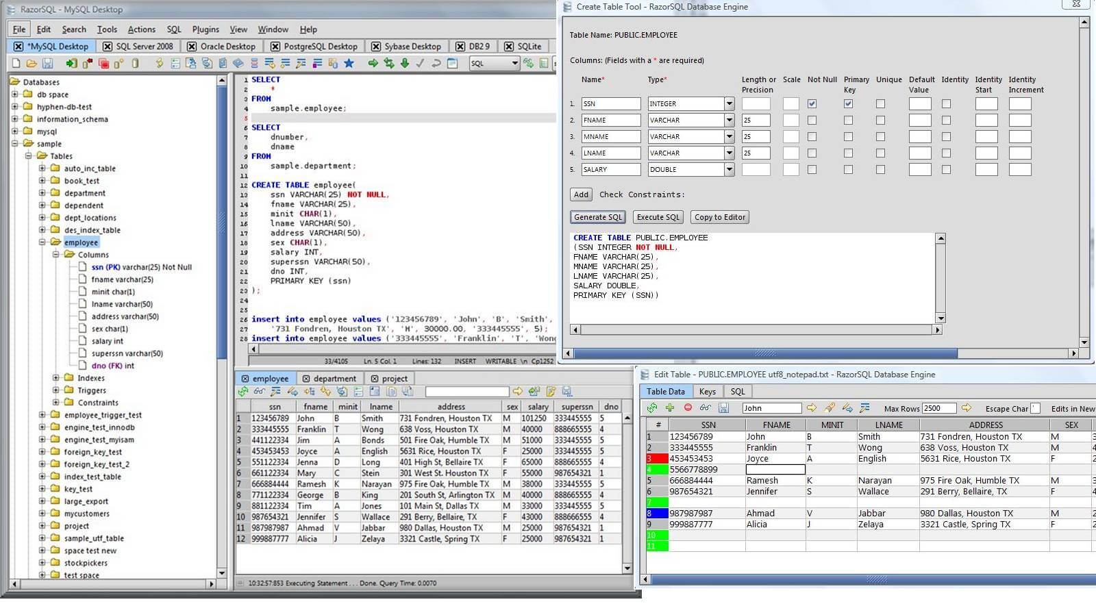 Portable RazorSQL screenshot Portable RazorSQL screenshot